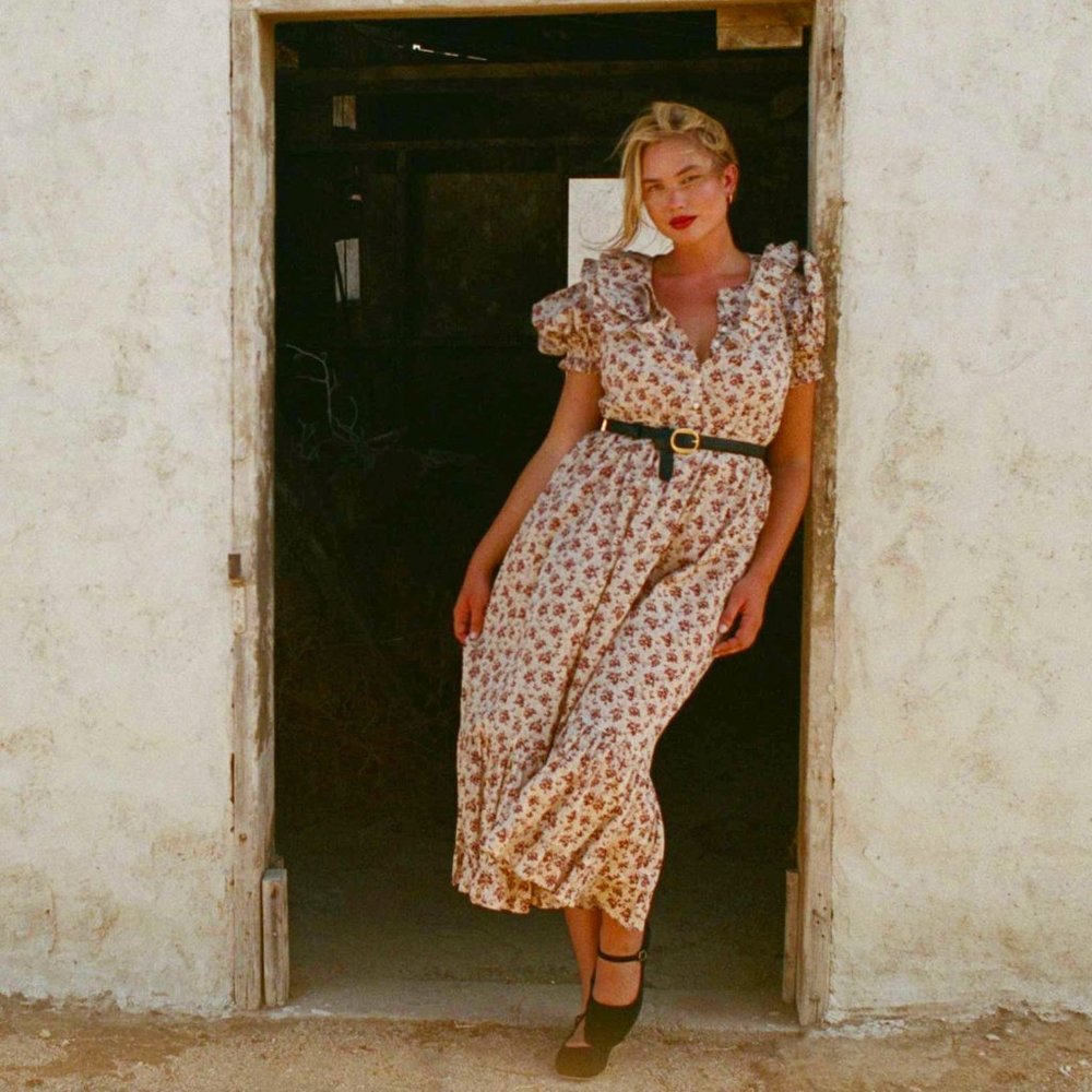 ISO: Doen Mariette Dress: burgundy songbird toile